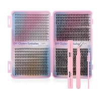 Juego de 800 extensiones de pestañas: WIYETY DIY Kit de extensión de pestañas, 9-16 mm de longitud, reutilizable para pestañas DIY con rímel y pinzas para pestañas