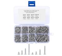Juego de 800 tornillos autorroscantes de cabeza avellanada en cruz, tornillos de fijación de cabeza avellanada con caja de plástico (M2-4 mm, 5 mm, 6 mm, 8 mm, 10 mm, 12 mm, 16 mm, 20 mm, plateado)