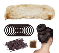 Juego de 84 redecillas invisibles marrones para el pelo, 32 redecillas invisibles con borde elástico, 40 horquillas en forma de U y 12 bandas elásticas para el pelo para niñas, mujeres, bailarines de