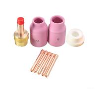 Juego de 9 accesorios para antorcha de soldadura TIG con lente de gas larga grande, taza de alúmina y cuerpos de boquilla para uso con antorchas de soldadura WP17 WP18 WP26