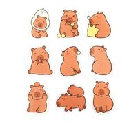Juego de 9 adorables broches acrílicos con forma de capibaras, decoración versátil para bolsos y ropa, Acrílico