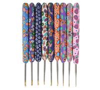 Juego de 9 Agujas de Ganchillo, Agujas de Tejer Ergonómicas de Agarre Suave, Kit de Agujas de Ganchillo de Aluminio para Manualidades con Mango de Cerámica Colorido para Tejer,