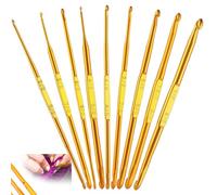 Juego de 9 agujas de ganchillo de aluminio, 13 cm, juego de agujas de ganchillo tunecinas de doble cara, gancho de crochet dorado, juego de ganchillo para principiantes o profesionales, accesorios de