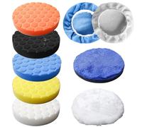 Juego de 9 almohadillas de pulido de 150 mm, esponja de pulido de cera, lavable, almohadillas de pulido de coche, esponjas de pulido de panal, juego de espuma de pulido multifuncional para pulidora