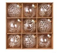 Juego de 9 bolas de Navidad hechas de PET transparente para decoración navideña en varios entornos interiores con trabillas para colgar para una colocación sencilla (beige)