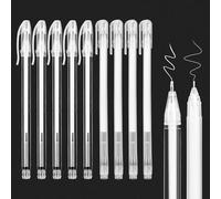 Juego de 9 Bolígrafos de Gel Blanco, Bolígrafos Blancos con Punta de 0,6 mm 0,8mm, Bolígrafos de Gel de Punta Fina para Creación de Arte sobre Dibujo, Papel Negro, Ilustraciones