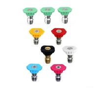 Juego de 9 boquillas para lavadora a presión con patrones de pulverización en ángulo de 0°, 15°, 25°, 40°, jabón, enjuague, turbo, ventilador, patrones de pulverización en ángulo, conexión rápida de 1