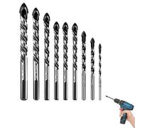 Juego de 9 brocas para cristal, brocas para azulejos, profesionales, para azulejos, cristal, diamante, azulejos, gres porcelánico, Eramik, juego de brocas para hormigón (3/4/5/6/6/6/8/10/12 mm)