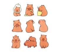 Juego de 9 broches multiusos de Capibaras con forma de animal de dibujos animados, adorno para estudiantes, pines de solapa multiusos, insignia de Capibara versátil