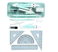 Juego de 9 brújulas y reglas geométricas para estudiantes con estuche de almacenamiento, herramientas de dibujo para uso escolar y oficina, suministros de geometría para estudiantes