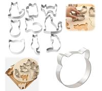 Juego de 9 cortadores de galletas de gato, adorables cortadores de galletas con temática de gato, juego de cortadores de galletas de acero inoxidable con forma de animal, para decoraciones de fiestas