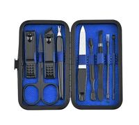 Juego de 9 cortaúñas con bolsa, cortaúñas profesional, herramientas para el cuidado de la pedicura, juego de manicura, herramientas de cuidado para uñas, 9 piezas, azul