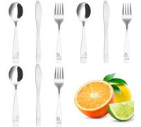 Juego de 9 cubiertos para niños, de acero inoxidable 410, tenedor, cuchara y cortador, seguro, ergonómico, para niños pequeños, divertido juego de cubiertos de dinosaurio, apto para lavavajillas