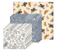 Juego de 9 envolturas de cera de abejas reutilizables para almacenamiento de alimentos, envoltura de papel de abejas, envoltura de sándwich, envoltura de algodón orgánico para queso, frutas,