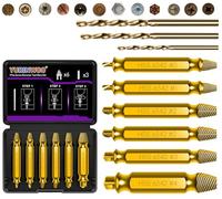 Juego de 9 extractores de tornillos chapados en titanio dorado, dureza de 80 HRC, modelo HSS 6542, herramienta de extracción de tornillos de agarre de tornillo, más duradero, juego de brocas generales
