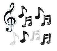 Juego de 9 globos de aluminio con notas musicales, clave de sol de 18 pulgadas y globos plateados negros para fiestas temáticas musicales, conciertos, recitales de banda, eventos escolares