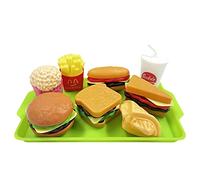 Juego de 9 Juguetes de simulación de Alimentos, Juguetes de Papel para niños, Juego de Alimentos, Hamburguesa Caliente para Perros fritos franceses Tray Regalo, Adecuado para niños de 3 años y más