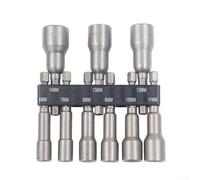 Juego de 9 llaves de vaso de tuerca magnética de 6 mm a 14 mm, vástago hexagonal de 1/4 pulgadas, brocas de acero al cromo vanadio para taladros eléctricos y controladores inalámbricos