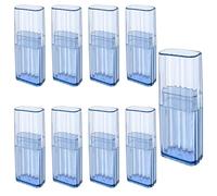 Juego de 9 mini fundas de viaje Qtip, soporte para hisopos de algodón para viajes, dispensador de hilo dental transparente portátil para organizar objetos pequeños (azul)