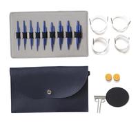 Juego de 9 pares de agujas de tejer circulares de aluminio intercambiables con funda de cuero para principiantes, proyectos de tejer, agujas de aluminio