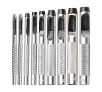 Juego de 9 perforadores huecos de cuero de 2,5 a 10 mm, perforadores redondos de acero al carbono para correa de reloj, plástico, goma y vinilo