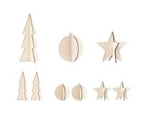 Juego de 9 piezas de madera con forma de árbol de Navidad