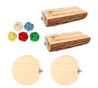 Juego de 9 piezas de perca para pájaros, plataforma de madera natural, bolas de ratán coloridas, juguetes para loros, establo exfoliante para pájaros enjaulados, barcos, madera natural