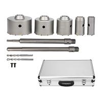 Juego de 9 piezas de sierras de taza, fresas de copa para pared, fresas perforadoras de copa con vástago, extensión de copa SDS Plus, 30 mm/40 mm/65 mm/80 mm/100 mm