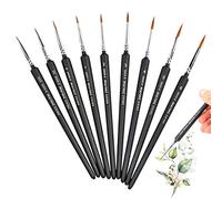 Juego de 9 pinceles de pintura en miniatura, pequeños pinceles profesionales finos para detalles, pintura de roca, acrílico, acuarela, suministros de arte al óleo