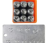 Juego de 9 punzones de metal con patrón de corazón de acero para | Este juego de perforadores de acero de nueve piezas proporciona impresiones claras con patrón de corazón para todos tus