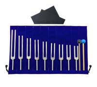 Juego de 9 tenedores de afinación Solfeggio con mazo de doble color y bolsa portátil, construcción de aleación de aluminio