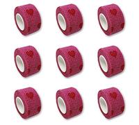 Juego de 9 tiritas infantiles EKNA | Vendajes para dedos | Vendajes tiritas | Tiritas sin pegamento - Con selección de diseño - 2,5 cm x 4,5 m - Elástico, impermeable, cohesivo..., Herzen rosa