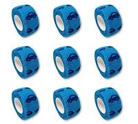 Juego de 9 tiritas infantiles EKNA | Vendajes para dedos | Vendajes tiritas | Tiritas sin pegamento - Con selección de diseño - 2,5 cm x 4,5 m - Elástico, impermeable, cohesivo..., Auto blau