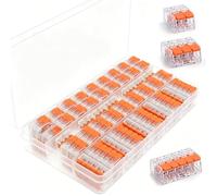 Juego de 90 conectores de cable con palanca de accionamiento, terminales de conexión de material PC y bornes para 2-3-5 conductores de hasta 4 mm², abrazaderas de cable combinables para conexiones