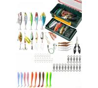 Juego de 90 señuelos de pesca ABS multicolor | Surtido de 90 piezas, cebos duros y suaves, para caja de aparejos versátil, material ABS, opciones multicolor