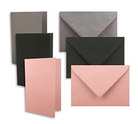 Juego de 90 tarjetas DIN A6/C6 en grafito, negro, rosa viejo, tarjetas plegables con pliegue A6, 10,5 x 14,8 cm y sobres C6 de 11,4 x 16,2 cm, para invitaciones y tarjetas de felicitación para Navidad