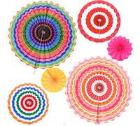 Juego de abanicos de papel decorativos, rosetas de arco iris, abanicos de papel, decoración para bodas, carnavales, fiestas y fiestas, decoración principal