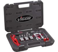 Juego de abocardadores ViGOR V1728 I para conductos de pared fina de acero, aluminio y cobre I para utilizar en conductos de freno e hidráulicos directamente en el vehículo