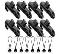 Juego de abrazaderas resistentes para cubierta de alberca con cordón elástico para jardín, cubierta solar, lona para amarrar, color negro (con cordones)