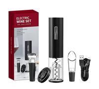 Juego de abrebotellas de vino eléctrico recargable por USB con sacacorchos automático, cortador de aluminio, tapón de vino al vacío y vertedor, perfecto para el hogar, bar, regalo de fiesta para los