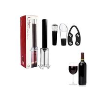 Juego de abridor de botellas de vino - Juego de 4 piezas de presión de aire, abridor manual con cortador, aireador, vertedor, tapón al vacío, ideal para el hogar, bar, al aire libre, picnic, vino