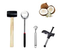 Juego de abridor de coco con martillo, herramienta de coco joven súper seguro y fácil de abrir, acero inoxidable