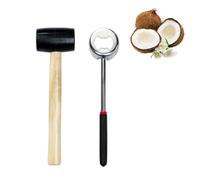 Juego de abridor de coco con martillo, súper seguro y fácil de abrir herramienta de cocos jóvenes, acero inoxidable
