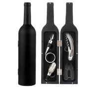Juego de abridor de vino con funda en forma de botella, kit de accesorios de vino de acero inoxidable que incluye sacacorchos de camarero, tapón de vacío, vertedor de aireador, cortador de papel de