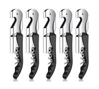 Juego de abridor de vino (paquete de 5) - sacacorchos profesional de camarero - abridor de botellas multifuncional - sacacorchos de acero inoxidable para vino y cerveza