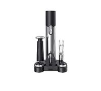 Juego de abridor eléctrico 2 en 1 para vino y cerveza, sacacorchos recargable con cortador de aluminio, aireador rápido, bomba de ahorro de vino al vacío, base de carga, kit de accesorios de vino todo