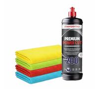 Juego de abrillantador Menzerna Premium Power Cut 200 1 L Gelcoat Barcos + 4 paños de pulido | Para excelentes resultados en el tratamiento de barcos, caravanas, caravanas y autocaravanas