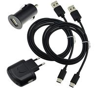 Juego de accesorios 4 en 1 compatible con Gigaset GS6 Pro 2 x USB tipo C cable de datos / 1 x cargador de adaptador de corriente / 1 x adaptador de coche (tienda Suncase) USB C fuente de alimentación