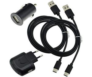 Juego de accesorios 4 en 1 compatible con Gigaset GS6 Pro 2 x USB tipo C cable de datos / 1 x cargador de adaptador de corriente / 1 x adaptador de coche (tienda Suncase) USB C fuente de alimentación