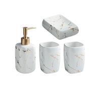 Juego de Accesorios baño 4 Piezas Que Incluye: dispensador jabón, Vasos for Enjuague bucal y jabonera Dispensador Manos(Blanco)